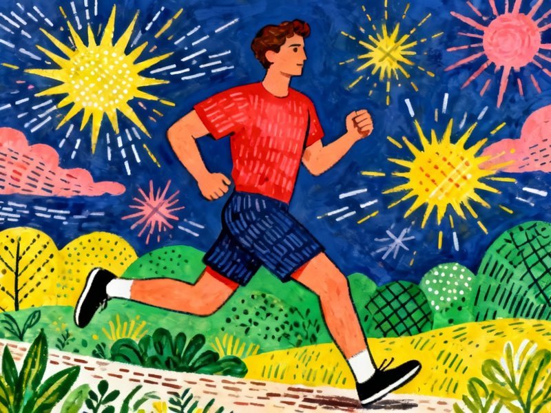 a man jogging with energy bursts in the sky around them intermittent fasting tracker 19 (1)