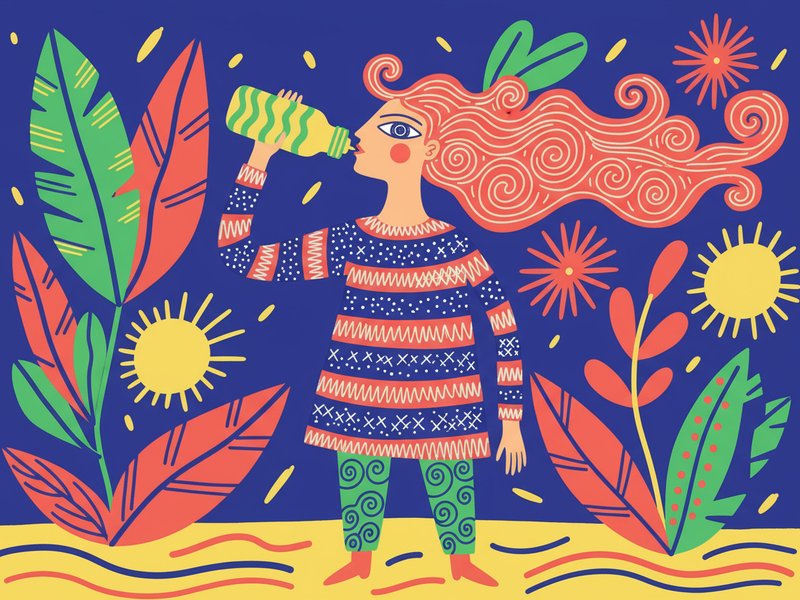 A woman drinking from a water bottle