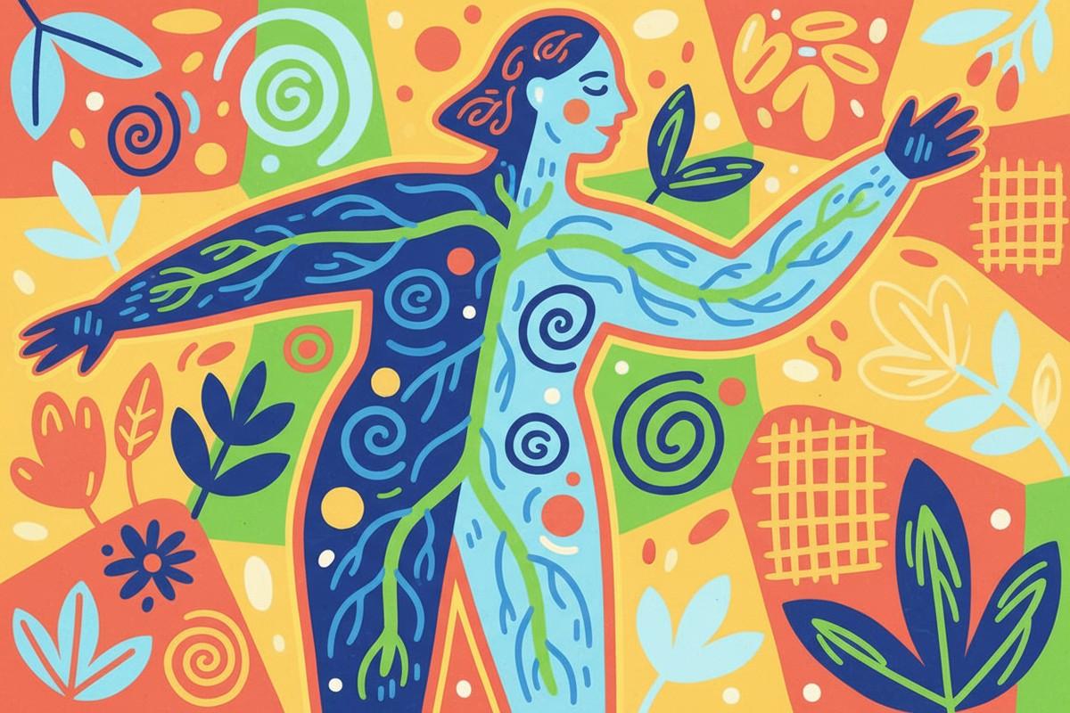 anti-inflammatory diet benefits - A cooled body, free from inflammation in blues and cool tones