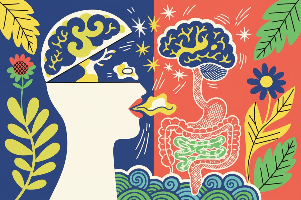 ketogenic diet benefits - A head in cross-section eating butter, which activates nuerons and improves gut health
