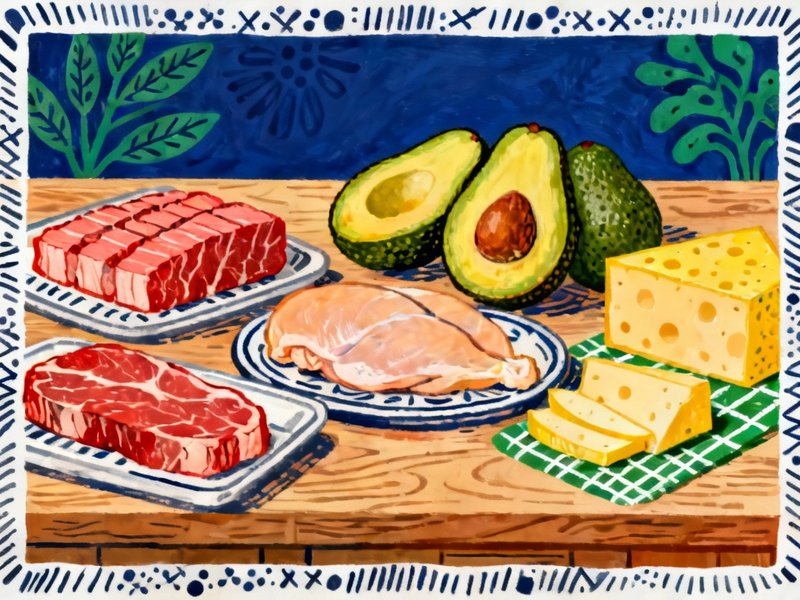 Meal Prep in home kitchen featuring meats, avocados and cheeses