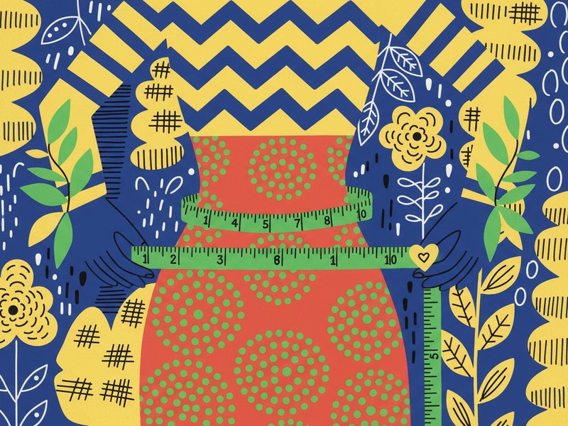 Weight management - Measuring tape wrapped around woman's waist